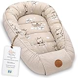 Babynest Neugeborene Nestchen Baby 50x90cm - Kokon Handmade zweiseitig aus Baumwolle Waffel mit Babynestchen Giraffen