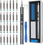 Neueste Mini Elektrischer Schraubendreher Set, 28 in 1 Präzisions Power Schraubendreher Set mit 24 Bits, Magnetische Feinmechaniker Schraubenzieher, Elektroschrauber mit LED-Leuchten für Telefon,Uhren,Laptop