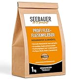 SEEBAUER diy® Profi Flex-Fliesenkleber | Fliesenkleber für Wand- & Bodenfliesen, Mosaik, Riemchen & Klinker | Auch für Heizestrich geeignet | Flexibel und Faserarmiert | Wiederverschließbar (1,0 kg)