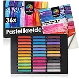 OfficeTree 36 x Pastellkreide Set - Malkreide für Papier - Pastellkreide Soft - Künstlerkreide inkl. Zeichenblock - Pastell Kreide in Intensiven Farben - Soft Pastellkreide für den Künstlerbedarf