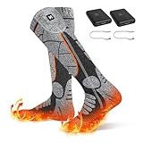 MRAWARM Beheizbare Socken, 6000mAh Wiederaufladbare Akku Elektrisch Beheizte Socken für Damen Herren, 3 Heizstufen Winter Baumwollsocken für Outdoor-Sport