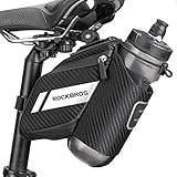 ROCKBROS Fahrradsatteltasche Fahrradtasche mit Flaschenhalter Reflektierend Fahrradsitz Tasche für MTB, Rennrad, Faltrad Schwarz ca. 1L