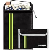 Verbessert 2 Stück Feuerfeste und wasserdichte Tasche(38x28.5cm, 20x13.5cm) Mehrschichtig Glasfasermaterial, Feuersichere wasserdichte Aktentasche für A4 Dokumente, Passport Bankdatei Geld Wertsachen