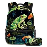 Magic Forest Frog 80 Schulranzen Set - Rucksack mit Federmäppchen Combo, ideal für Schüler, Jungen und Mädchen, Zauberwaldfrosch, Größe L