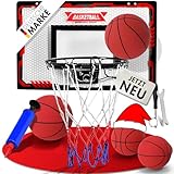 VALENESS® Mini Basketballkorb Indoor [für Tür & Wandmontage] - Kleiner Basketball Korb mit Dunk-Funktion, 4 Bällen, Pumpe & Befestigungszubehör - für Kinder & Erwachsene