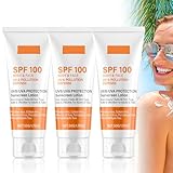 Sonnencreme LSF 100, Spf 100 Sunscreen 50g, mit UVB/UVA Protection Sunscreen Lotion，Erfrischend Nicht Fettend, für Körper und Gesicht (3 pcs)