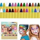 28 Farben Schminkstifte Kit Kinder, Gesichtsfarbe Schminkstifte, Gesichtsfarben KinderschminkeStifte Set, Abwaschbare Ungiftig Kinderschminke Stifte für Kinder Halloween Easter Party