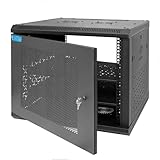 OCEANHUG 9U Serverschrank zur Wandmontage mit abschließbarer belüfteter Vordertür, Kühlventilatoren, abnehmbaren Seitenteilen – 60 cm Tiefe, 48,3 cm Netzwerk-Rack inklusive 2 Rackregalen in voller