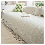 Sofa Überzug Eisseide Sofabezug Sommermattenkissen: rutschfest Sofaschoner Sonderform 1/2/3/4 Sitzer Couch Überzug Sofaüberwürfe für U Form L Form Sektionssofa(White,70 * 210cm)