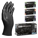 PROGRIP Einweghandschuhe Diamant Grip, Schwarz, Einmalhandschuhe Extra Stark, Nitrilhandschuhe Gr. XXL, 2x dicker, Handschuhe Einweg, Arbeitshandschuhe für Werkstatt & Montage, 50 Stk/Box