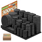 Filzgleiter Selbstklebend Set 300 Stück - Schwarz - Premium Möbelgleiter Filz Pads 5 mm Starke - Filz für Stühle Bodengleiter- Effektiver Schutz Ihrer Möbel & Holzfußböden(Eckig und Rund)