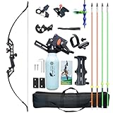 EinMAIQi Recurve Bow Fishing Combo Kit Bogenschießen und Pfeil Set für Erwachsene Anfänger mit 40 Meter Bowfishing Rolle Flasche Tragbare Bogentasche