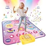 Hereneer Kindertanzmatten, Tanzmatte Spielzeug für Kinder mit 8 Led-Leuchten, Musikmatte Spielzeug mit 5 Spielmodi 3 Herausforderungsstufen, Tanzmatten Spielzeug für 3 4 5 6 7 8+ Jahre