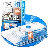 SilverRack Vakuumbeutel Set [6 Stück] in 3 Größen (2x 40x60 cm / 2x 60x80 cm / 2x 80x100 cm) - Staubsauger Vakuumierbeutel für Kleidung u. Bettdecken - Aufbewahrung Vakuumbeutel für Kleidung