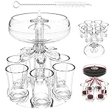 ALEVMOOM 6 Schnapsglasspender und -halter, Weinspender, Flüssigkeitstrenner, Halter für Getränke, Cocktails, Bierspender, geeignet für Bars, Partys, Trinkwerkzeuge mit Bürste (transparent)