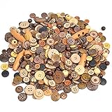 Youery 600 Stück Holzknöpfe Kokosknöpfe Kinderknöpfe Knöpfe Scrapbooking Kinder Kleidung Deko Kunststoff DIY Basteln Nähen，2/4 Löcher Natur Holz Knöpfe