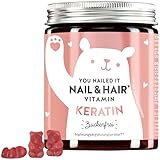 Keratin Gummibärchen - für gesundes Haar & starke Nägel - Unterstützung gegen Haarausfall mit Vitamin C, E, Selen, Zink, Kupfer & Biotin - 400mg Keratin - 60 Stück - Bears with Benefits