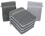 Betz 10 Stück Waschhandschuhe Premium 100% Baumwolle Waschlappen Set 16x21 cm Farbe anthrazit und Silbergrau