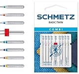 SCHMETZ Nähmaschinennadeln Set 4 Universal Nadeln | 2 Stretch Nadeln | 2 Jeans Nadeln | 1 Zwillings-Universal-Nadel | geeignet für alle gängige Haushalts-Nähmaschinen