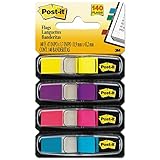 Post-it Flaggen, ideal zum Markieren und Markieren von Papierdokumenten, 1,3 cm, verschiedene helle Farben, 35 Stück pro Spender, 4 Spender/Packung, 4 Stück