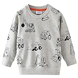 Little Hand Jungen Sweatshirt Jumper für Kinder Sweater Dinosaur Hakenmaschine Bulldozer Baumwolle Langarm T Shirts Pullover (1-Bulldozer 92)