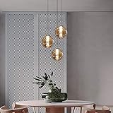 CBJKTX Pendelleuchte esstisch Pendellampe Höhenverstellbar Kronleuchter Hängeleuchte 3-Flammig aus Glas in Farbe Bernstein Küchen Wohnzimmerlampe Schlafzimmerlampe Flurlampe