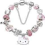 NGeniC Glitzerndes Bettelarmband, Armband mit Charms, Bettelarmbänder, Cartoon Armband, Verstellbares Armband, Valentinstag Geburtstags Weihnachten Geschenk für Frauen Freundin