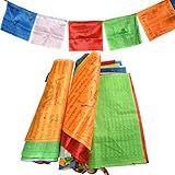 BUYGOO 40PCS Gebetsfahnen tibetische gebetsfahnen bedeutung 2Rolle gebetsfahnen tibet outdoor Buddhistische Gebetsfahnen Prayer Flags fahnenkette outdoor 7m lang Einzelfahne 34 x 34cm