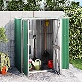 Metall Gartenhaus Outdoor Lagerung Gerätehaus mit praktischem Griff Schrägdach Verzinkter Stahl Grün 161 x 89 x 161 cm