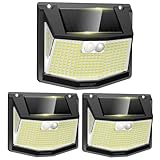 TECKNET Solarlampen für Außen mit Bewegungsmelder [3 Stück] 248 LED Solarleuchten Lampe 3 Modi 300° IP66 Wasserdichte Solar Lampe Outdoor Wandleuchte für Garten Wand Post Pathway Garage