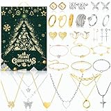 Schmuck Adventskalender 2025 für Mädchen & Frauen – luxuriöser Modeschmuck mit 24 edlen Überraschungen: Armband, Halskette, Ohrringe & Ringe – Weihnachtskalender Geschenk für Teenager & Damen