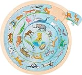 goki 57790 Einlegepuzzle Tierkreis aus Holz, Holzpuzzle mit...