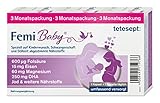 tetesept Femi Baby - 16 Nährstoffe für Kinderwunsch, Schwangerschaft & Stillzeit - Vitamine & Mineralstoffe wie Folsäure, Eisen, Magnesium, Jod + DHA - 1 x 3-Monats-Packung à 90 Tabletten + 90 Kapseln