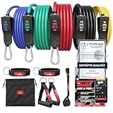 Resistance Bands Set mit Trainings-eBook - Expander Tubes Bänder- Widerstandsbandset: 5 Widerstandsbänder, Griffe, Türanker, Fußschlaufen | Fitnessband Fitness