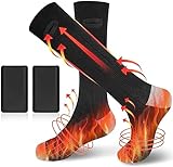 Beheizbare Socken,Fußwärmer Heizsocken mit 3 Einstellbarer Temperatur, 5V/5000mAh Beheizte Socken Herren Damen Fusswärmer Elektrisch Warme Socken für Winter Outdoor Camping Angeln Wandern Skifahren