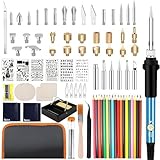 Brandmalerei Lötkolben Set 90 Stück Brandmalkolben-Set 2 in 1 Holzbrennstift mit Zubehör für Holz, Leder, Prägen, Schnitzen, DIY-Handwerk, Skulptur