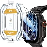 EGV 3 Stück Schutzfolie für Apple Watch Ultra 3/Ultra 2/Ultra 49 mm Panzer Schutz Glas, 9H Displayschutz Folie mit Auto-Ausrichtungskit kratzfest Wasserdicht Blasenfrei Schutzglas, Hochauflösend