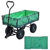 Gecheer Gartenwagen-Plane Handwagen Lastenanhänger 86 x 46 x 22 cm (L x B x H) Mit Wagen-Innenplane,Textilgewebe,Grün