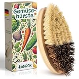 lampox® Gemüsebürste aus Bambus in Zwei Härtegraden, Reinigungsbürste für Obst, Gemüse, Kartoffel, Karotten, Wurzelbürste, Bürste zur Gemüsereinigung, Spülbürste, Kartoffelbürste, Obstbürste