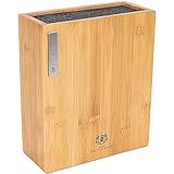 KARL HAUSMANN Bambus Messerblock, Universeller Messerblock aus Holz, universell für Küchenmesser, Küchenbesteck, Schlitzfreier, Herausnehmbare Borsten