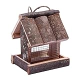 Garten Hof hängende Vogelfutterstation Container Box Holz Wildvogel-Futterspender mit Dach Outdoor Garten Dekoration