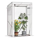 Amopatio Tomatengewächshaus, Foliengewächshaus Klein mit Atmungsaktives Fenster/verstärkter PE-Abdeckung/Erdhaken/Rolltor, 100 x 50 x 150 cm, Tomaten Gewächshaus für Garten, Balkon, Terrasse