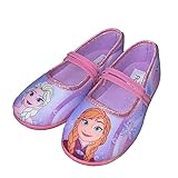 Disney FROZEN Hausschuhe Mädchen von 2 bis 8 Jahre, Warme Pantoffeln mit Anna und Elsa Motiv 28 EU, Bequemer Schuhe für Kindergarten Die Eiskönigin, Freizeitschuhe mit Glitzer ideal für Schule, Lila