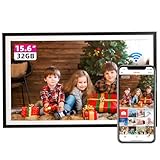 FRAMEO Digitaler Bilderrahmen 15,6 Zoll FHD Touchscreen Elektronischer Bilderrahmen Groß mit 32GB WALN Fernfreigabe von Fotos und Videos mit Kalender Wetter Musik