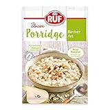 RUF Porridge Bircher Art mit Vollkorn Haferflocken, gehackten Haselnüssen und aromatischen Apfel- und Birnenstückchen, 1 x 65g Beutel , 65g(1er Pack)