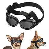 Lewondr Sonnenbrille für Hunde UV Schutzbrille, Hunde Winddichte & Antibeschlagbrille & Wasserdichter Hundebrille mit Einstellbar Gummiband für Kleine Hunde - Schwarz