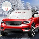Tavaler Frontscheibenabdeckung Auto Scheibenabdeckung Winter Windschutzscheibenabdeckung mit 5 Magnet, Rückspiegel Abdeckung und Winddicht Riemen Autoscheibenabdeckung für meisten Auto und SUV(XXL)