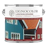 Lignocolor Landhausfarbe | hochdeckend | UV-Schutz | Wetterschutzfarbe | Holzfarbe | viele Farbtöne verfügbar (2,5 L, Schwedenrot)
