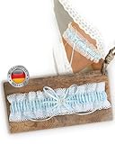 HOCHZEITSHELD Blaues Strumpfband Hochzeit in Universalgröße - Hochwertiges Strumpfband-Hochzeit als Braut Unterwäsche Wird traditionell am linken Bein unter dem Brautkleid getragen, Hochzeitsspiele