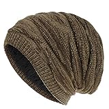 yruphome Beanie MüTze Damen Warme Baumwolle Herbst WintermüTze Klassische Slouchy StrickmüTze Weich Bequem Longbeanie MüTze Grobstrick Teddyfleece MüTze DüNne LäSsig Baggy Beanie MüTzen Stretch HüTe